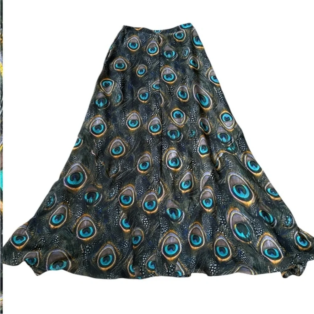 Like New Show Me Your Mumu Peacock Feather Maxi Skirt Size Small